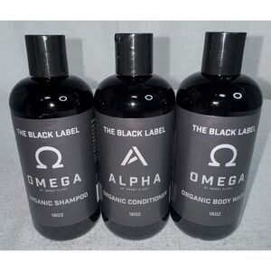 Johnny Slicks The Black Label Shampoo Conditioner Body Wash Alpha Omega LOT of 3